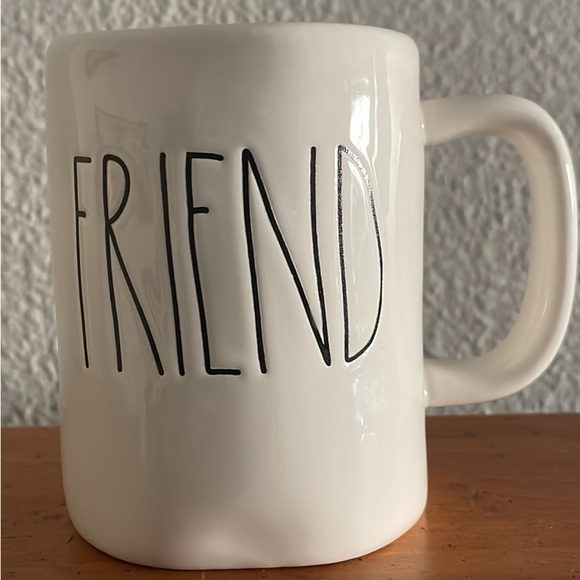 Rae Dunn Other - Rae Dunn White Mug with BLACK 'FRIEND' Lettering Turquoise Interior